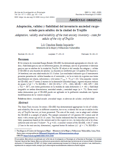 Adaptación, validez y fiabilidad del inventario ansiedad rasgoestado para adultos de la ciudad de Trujillo