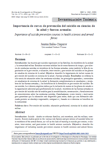 Importancia de cursos de prevención del suicidio en ciencias de la salud y fuerzas armadas