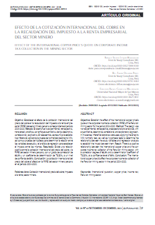 Efecto de la cotización internacional del cobre en la recaudación del impuesto a la renta empresarial del sector minero