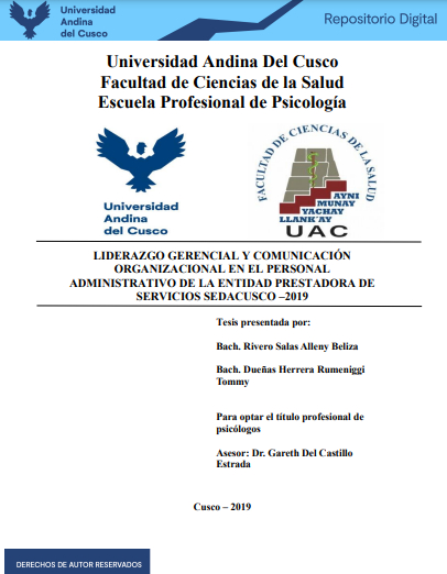 Liderazgo gerencial y comunicación organizacional en el personal administrativo de la Entidad Prestadora de Servicios SedaCusco-2019