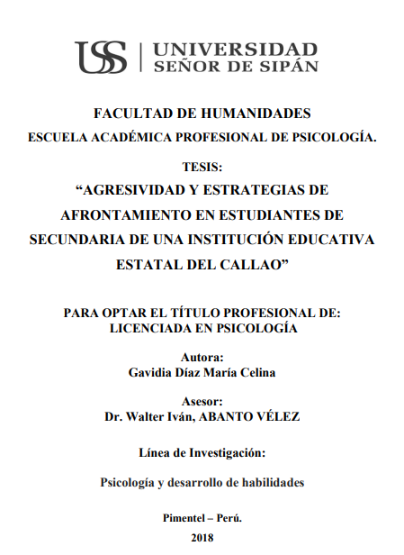 Agresividad y estrategias de afrontamiento en estudiantes de secundaria de una institución educativa estatal del Callao