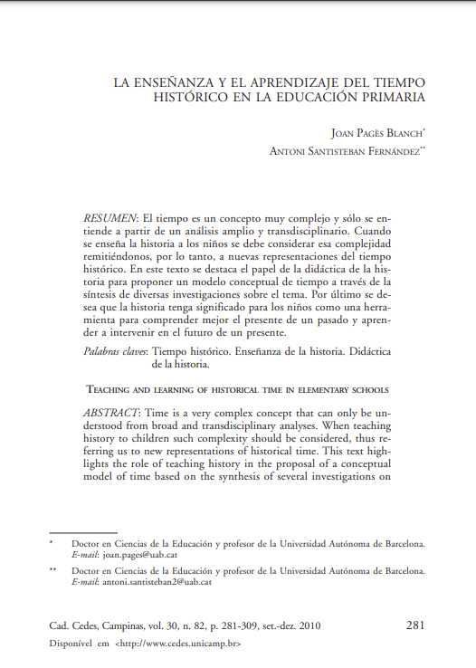 La enseñanza y el aprendizaje del tiempo histórico en la educación primaria