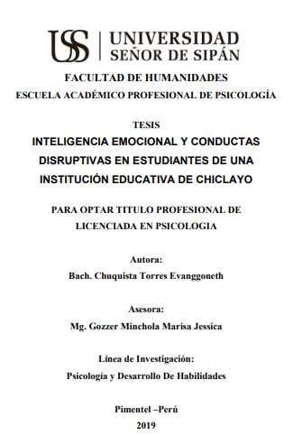 INTELIGENCIA EMOCIONAL Y CONDUCTAS DISRUPTIVAS EN ESTUDIANTES DE UNA INSTITUCIÓN EDUCATIVA DE CHICLAYO