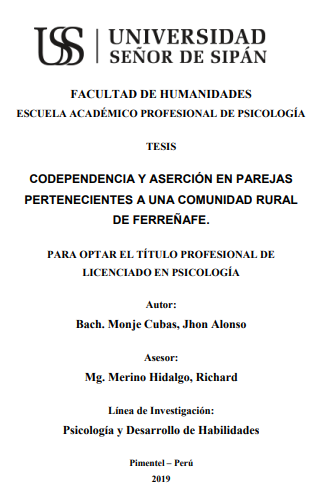 CODEPENDENCIA Y ASERCIÓN EN PAREJAS PERTENECIENTES A UNA COMUNIDAD RURAL DE FERREÑAFE