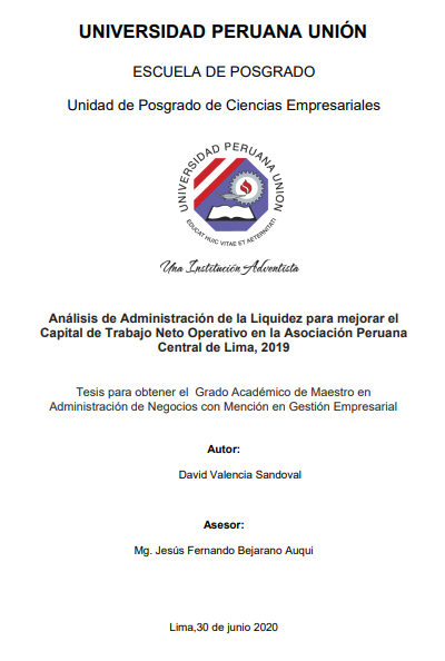 Análisis de Administración de la Liquidez para mejorar el Capital de Trabajo Neto Operativo