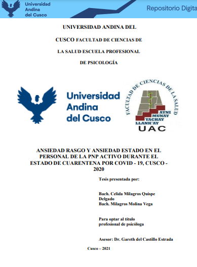 Ansiedad rasgo y ansiedad estado en el personal de la PNP activo durante el estado de cuarentena por Covid - 19