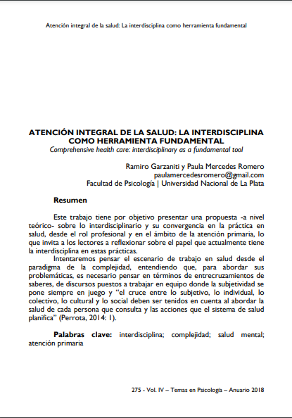 Atención integral de la salud: la interdisciplina como herramienta fundamental