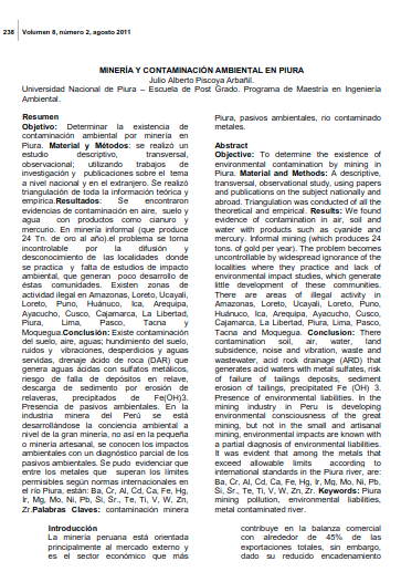 MINERÍA Y CONTAMINACIÓN AMBIENTAL EN PIURA