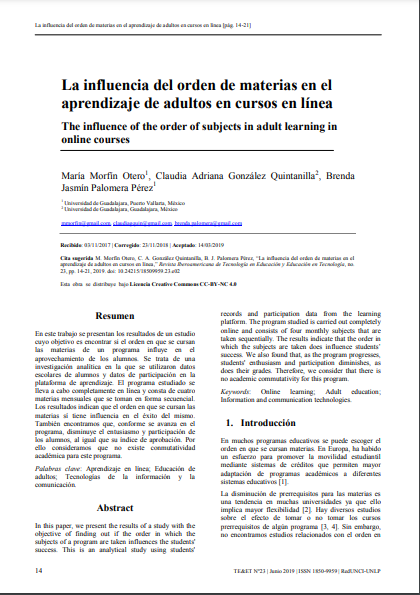 La influencia del orden de materias en el aprendizaje de adultos en cursos en línea