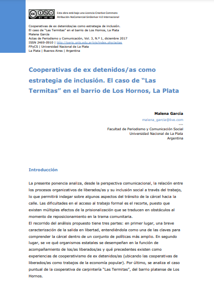 Cooperativas de liberados/as como estrategia de inclusión