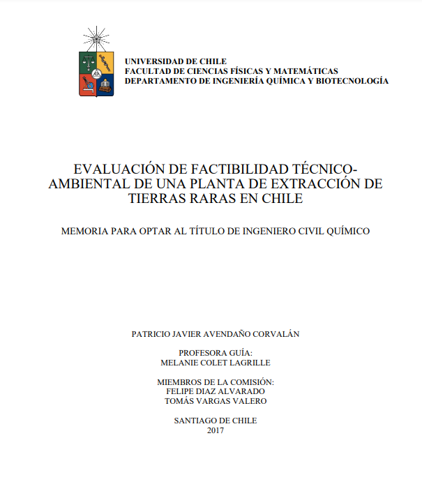 Evaluación de factibilidad técnico-ambiental de una planta de extracción de tierras raras en Chile