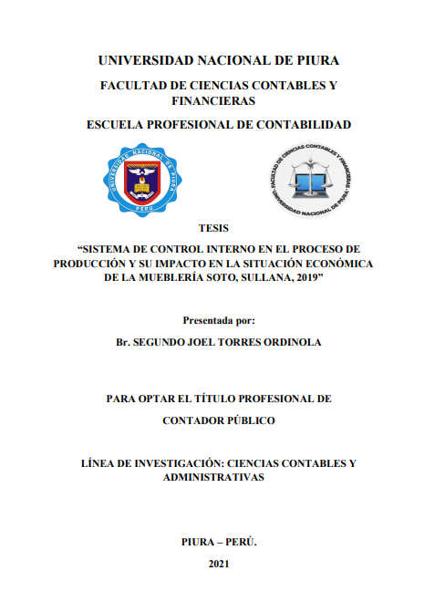 Sistema de control interno en el proceso de producción y su impacto en la situación económica de la Mueblería Soto