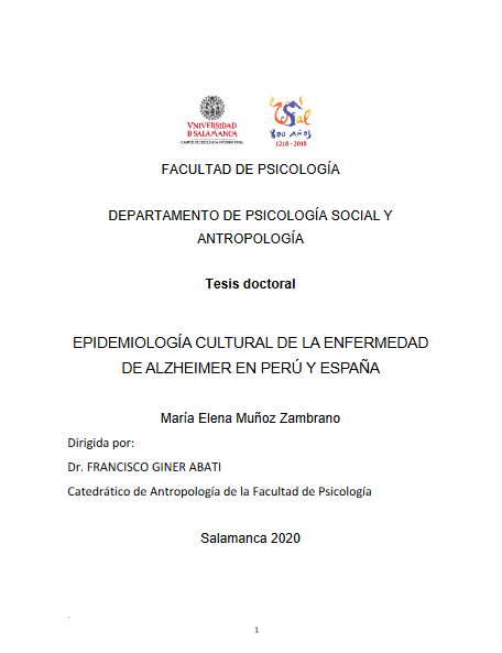 Epidemiologia cultural de la enfermedad de Alzheimer en Perú y España