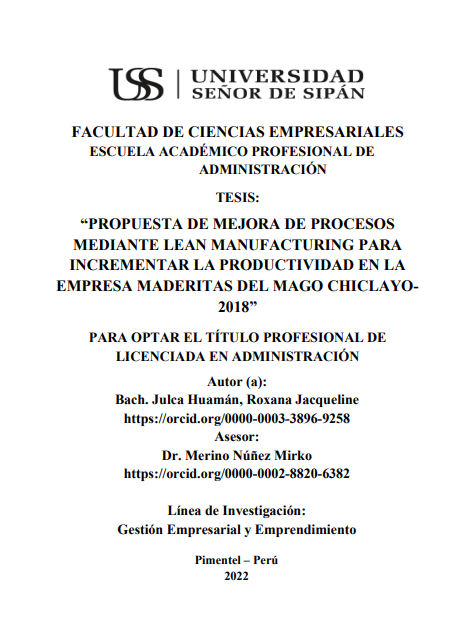 Propuesta de mejora de procesos mediante lean manufacturing para incrementar la productividad en la empresa Maderitas