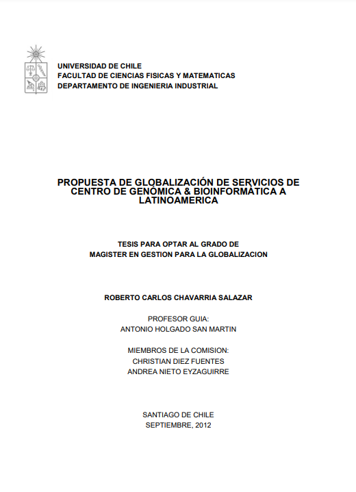 Propuesta de globalización de servicios de centro de Genómica &amp; Bioinformatica a Latinoamérica