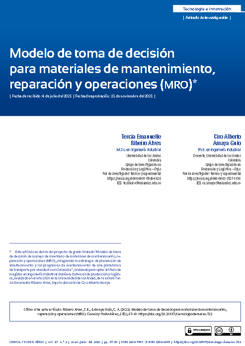 Modelo de toma de decisión para materiales de mantenimiento, reparación y operaciones (MRO)