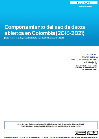 Comportamiento del uso de datos abiertos en Colombia (2016-2021)