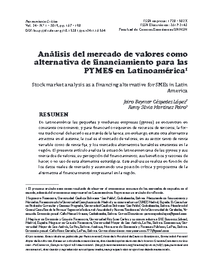 Análisis del mercado de valores como alternativa de financiamiento para las PYMES en Latinoamérica