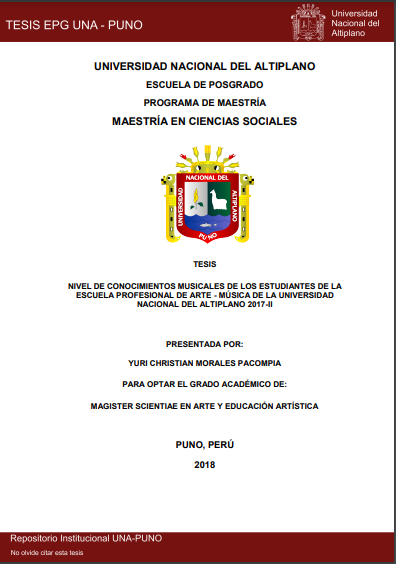 Nivel de conocimientos musicales de los estudiantes de la Escuela Profesional de Arte - Música de la Universidad Nacional