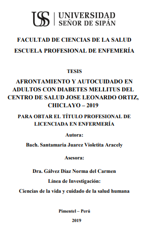 Afrontamiento y autocuidado en adultos con diabetes mellitus del centro de salud Jose Leonardo Ortiz