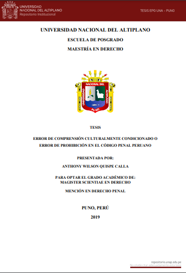 Error de comprensión culturalmente condicionado o error de prohibición en el código penal peruano