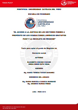 El acceso a la justicia de los sectores pobres a propósito de los consultorios jurídicos gratuitos PUCP y la Recoleta de PROSODE.