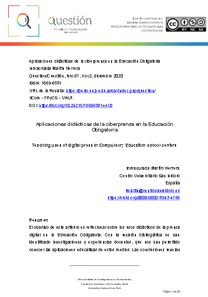 Aplicaciones didácticas de la ciberprensa en la Educación Obligatoria