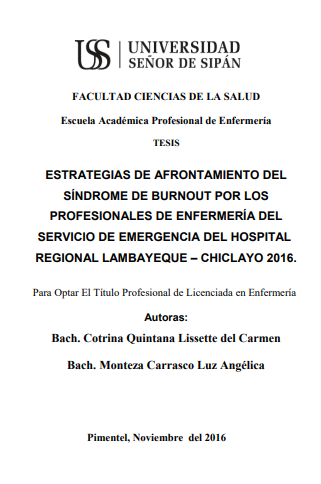 Estrategias de afrontamiento del Síndrome de Burnout por los profesionales de enfermería del servicio de emergencia del Hospital Regional Lambayeque