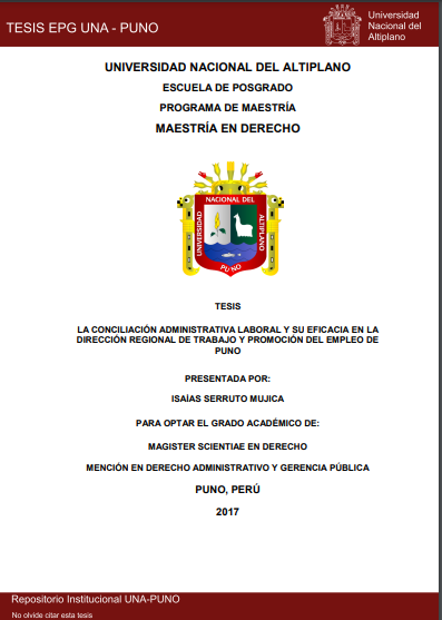 La conciliación administrativa laboral y su eficacia en la Dirección Regional de Trabajo y Promoción del Empleo de Puno