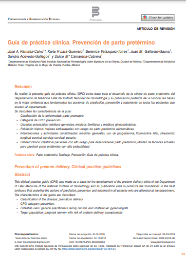 Guía de práctica clínica. Prevención de parto pretérmino