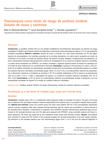 Preeclampsia como factor de riesgo de parálisis cerebral. Estudio de casos y controles