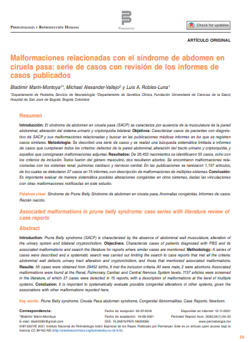 Malformaciones relacionadas con el síndrome de abdomen en ciruela pasa: serie de casos con revisión de los informes de casos publicados