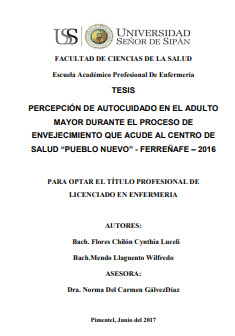 Percepción de autocuidado en el adulto mayor durante el proceso de envejecimiento que acude al Centro de salud Pueblo Nuevo Ferreñafe - 2016