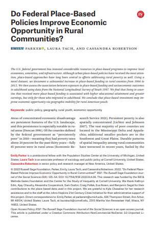 Do Federal Place-Based Policies Improve Economic Opportunity in Rural Communities?