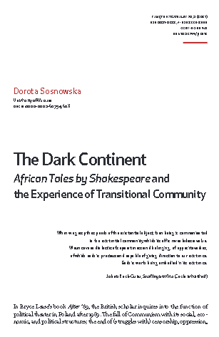 The Dark Continent: &quot;African Tales by Shakespeare&quot; and the Experience of Transitional Community