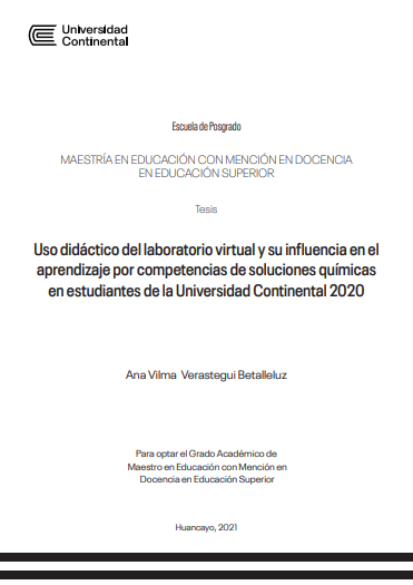 Uso didáctico del laboratorio virtual y su influencia en el aprendizaje por competencias de soluciones químicas en estudiantes de la Universidad Continental 2020