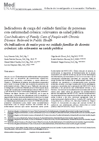 Indicadores de carga del cuidado familiar de personas con enfermedad crónica: relevantes en salud pública