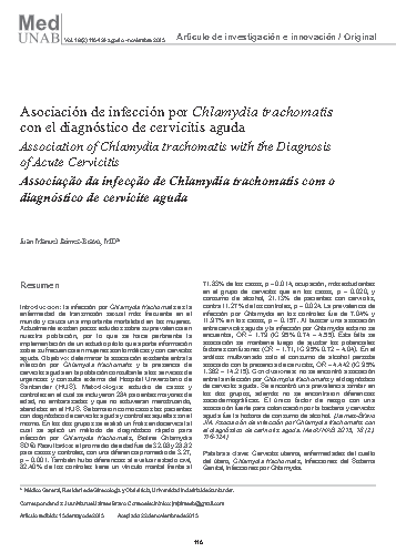 Asociación de infección por Chlamydia trachomatis con el diagnóstico de cervicitis aguda