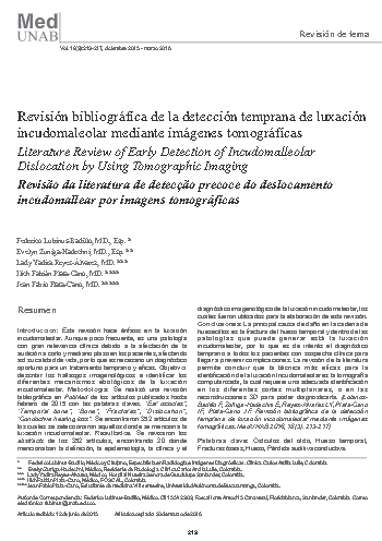 Revisión bibliográfica de la detección temprana de luxación incudomaleolar mediante imágenes tomográficas