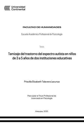 Tamizaje del trastorno del espectro autista en niños de 3 a 5 años de dos instituciones educativas