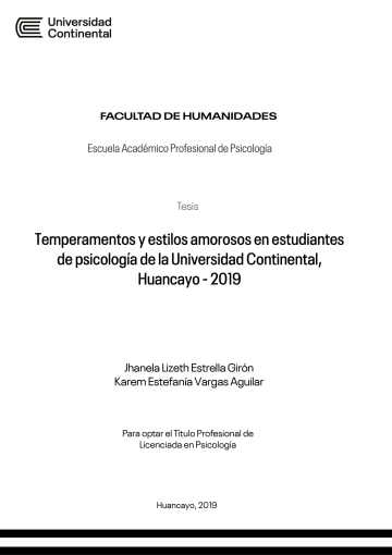 Temperamentos y estilos amorosos en estudiantes de psicología de la Universidad Continental, Huancayo-2019