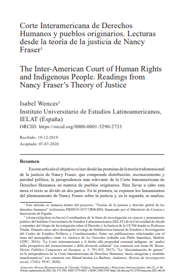 Corte Interamericana de Derechos Humanos y pueblos originarios. Lecturas desde la teoría de la justicia de Nancy Fraser
