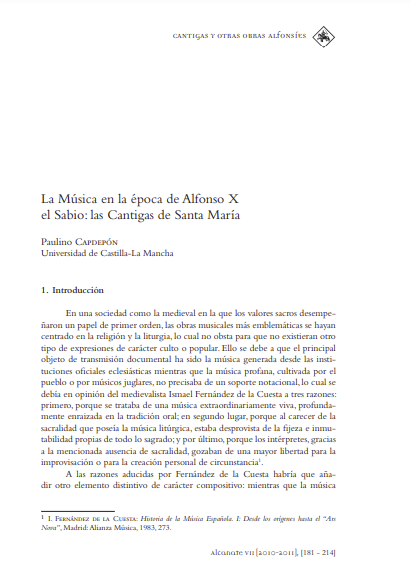 La Música en la época de Alfonso X el Sabio: las Cantigas de Santa María