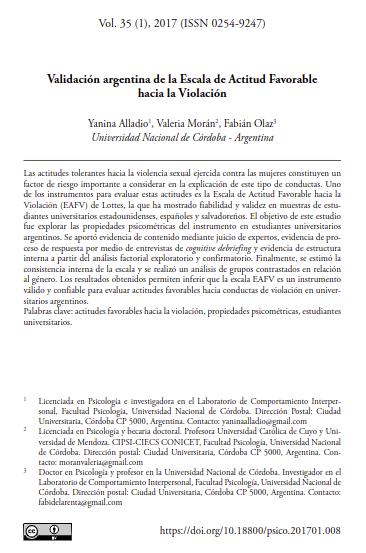 Validación argentina de la Escala de Actitud Favorable hacia la Violación