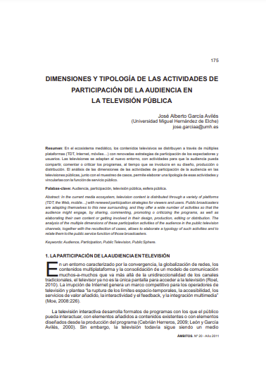 Dimensiones y tipología de las actividades de participación de la audiencia en la televisión pública
