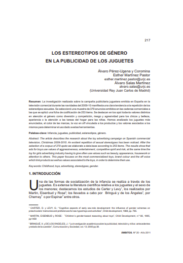 Los estereotipos de género en la publicidad de los juguetes