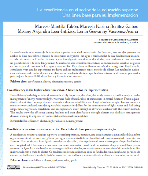 La ecoeficiencia en el sector de la educación superior. Una línea base para su implementación