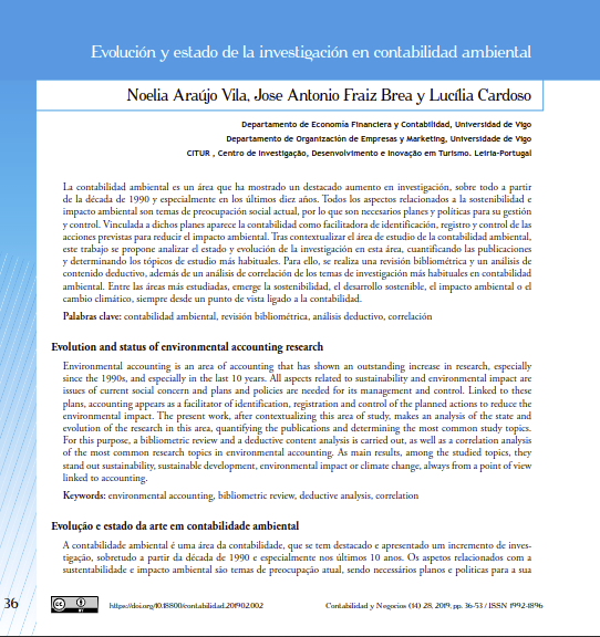 Evolución y estado de la investigación en contabilidad ambiental