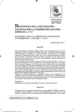 Diagnóstico de la Movilización Nacional por la Comprensión Lectora: Módulos 1, 2 y 3