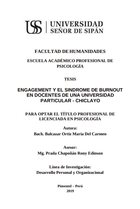 Engagement y el sindrome de burnout en docentes de una Universidad Particular - Chiclayo